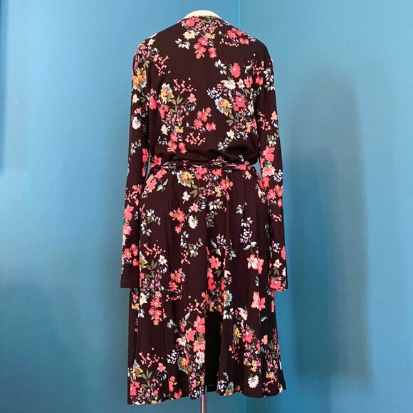 Long-Sleeved Floral Knit Wrap Dress from Loft - Picture 3 of 3